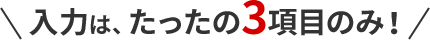 入力は、たったの3項目のみ！